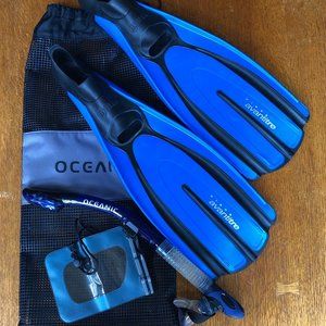 Swim fins by Plana Avanti TRE Mares, Oceanic Snorkel, Oceanic Bag & Camera Case
